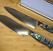 Load image into Gallery viewer, Abalone Stone Damascus Steel Knives

